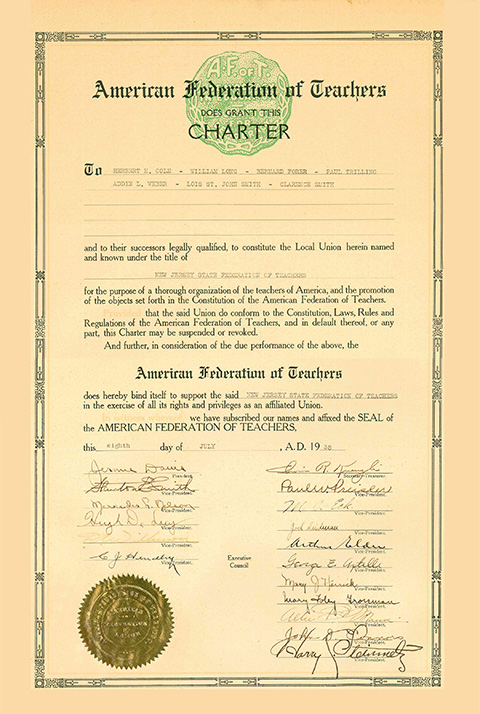 NJ State Federation of Teachers Charter 1938