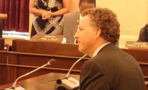 David Hughes testifies in favor of legislation to erase student debt when the student has died