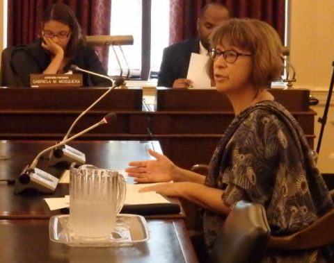 Lucye Millerand testifies in favor of legislation that would stop the practice of suspending professional licenses for student debt default