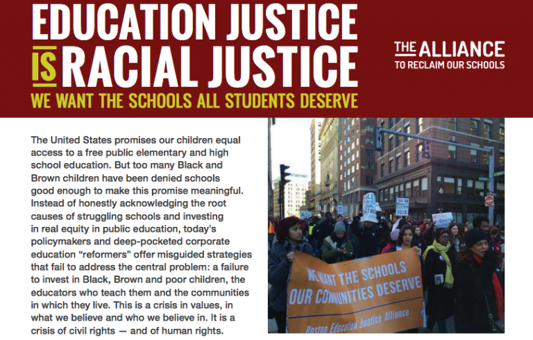 Education Justice is Racial Justice #reclaimourschools