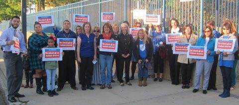 Parents, educators and community leaders met at Wilentz Elementary School on Thursday to call for full funding for New Jersey schools in accordance with the current funding formula for education and launch a petition against Gov. Chris Christie's proposed cuts at www.paf-aft.org.