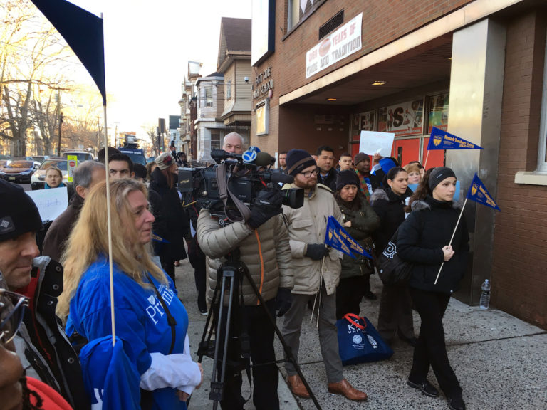 Newark teachers join national union protest, give Trump’s education pick a D-