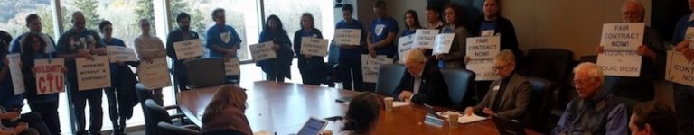 Professors protest for a fair contract at Trustees meeting
