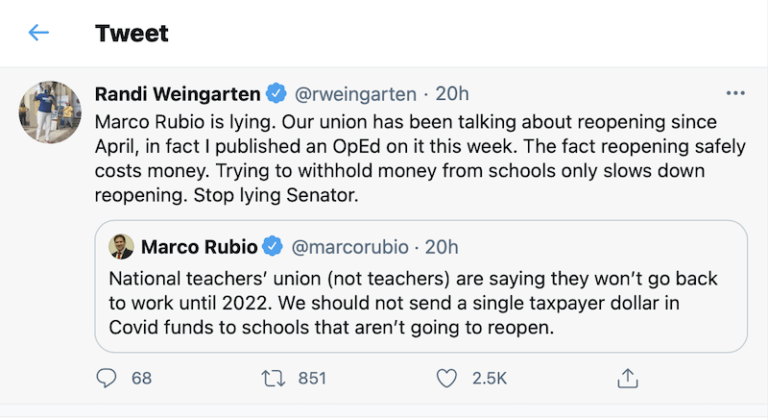 Weingarten calls out Rubio for Twitter comment