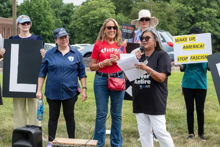 Protect Our Checks rally_Evelyn speaks copy_for newsletter